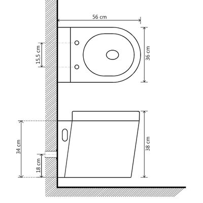 vidaXL Hangend toilet keramiek zwart