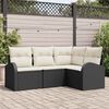 vidaXL Tuinbankenset met kussen 4 pcs Zwart en Wit poly rattan