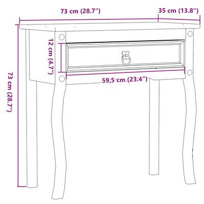 vidaXL Wandtafel Corona 73x35x73 cm massief grenenhout