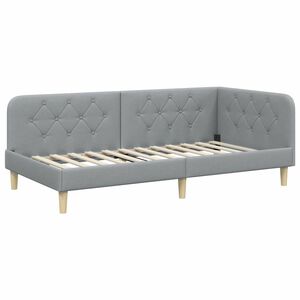 vidaXL Hoekbedframe met hoofdeinde Lichtgrijs 90 x 190 cm Stof