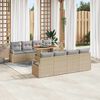 vidaXL Tuin Sofa Set met opslag 9 pcs Beige Poly riet