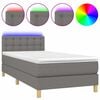 vidaXL Boxspring met matras en LED stof donkergrijs 100x200 cm