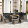 vidaXL Tuin Sofa Set 10 pcs Grijs poly rattan