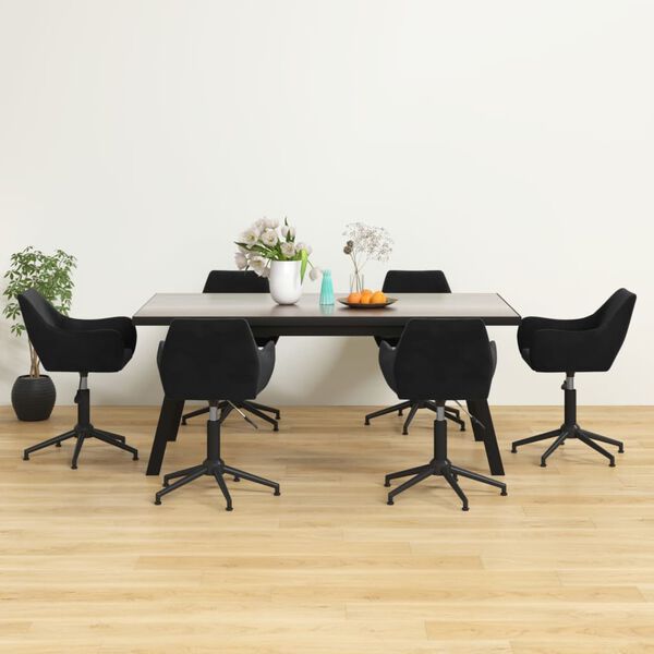 vidaXL Eetkamerstoelen 6 st draaibaar fluweel zwart