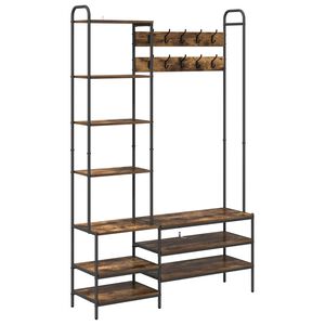 vidaXL Kapstok met schoenenbank Gerookt eiken 120,5 x 34 x 190 cm