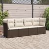 vidaXL 4-delige Loungeset met kussens poly rattan bruin