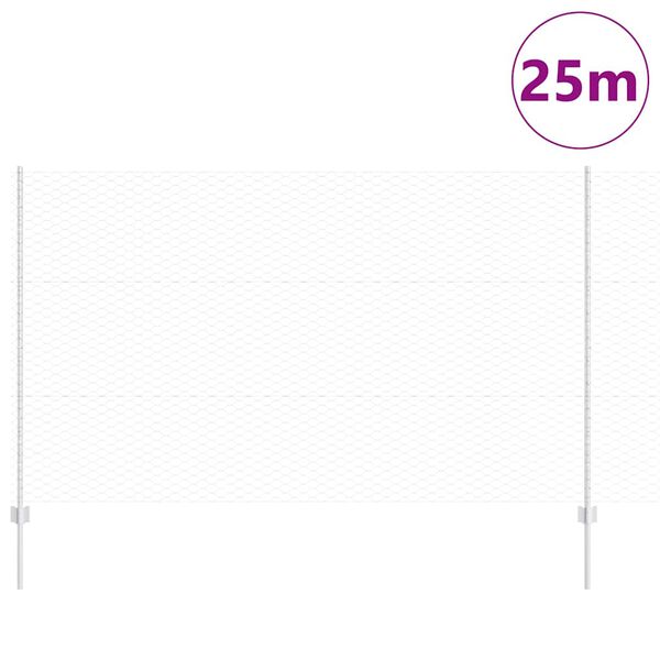 vidaXL Hek met Paal Zilver 1,4 x 25 m Staal