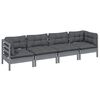 vidaXL 4-delige Loungeset met kussens massief grenenhout