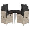 vidaXL 5-delige Tuinset met kussens poly rattan lichtgrijs