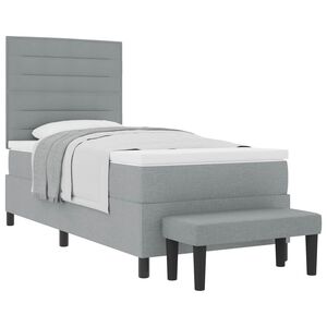 vidaXL Boxspringbed met hoofdeinde Lichtgrijs 80 x 200 cm Stof