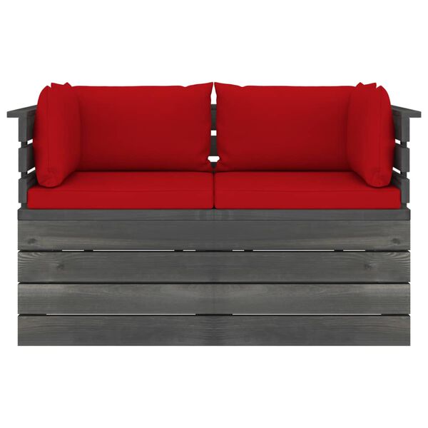 vidaXL Tuinbank 2-zits met kussens pallet massief grenenhout