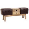 vidaXL Bank 110 x 30 x 45 cm Echt Leer Donkerbruin