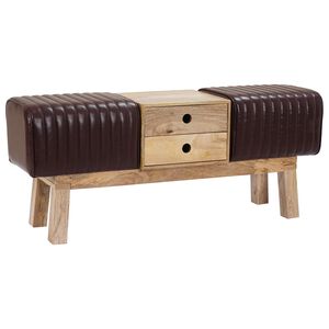 vidaXL Bank 110 x 30 x 45 cm Echt Leer Donkerbruin