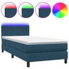 vidaXL Boxspring met matras en LED fluweel donkerblauw 90x210 cm