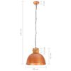 vidaXL Hanglamp industrieel rond E27 50 cm mangohout koperkleurig