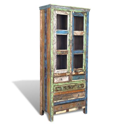 vidaXL Boekenkast met 5 lades en 2 deuren gerecycled hout meerkleurig