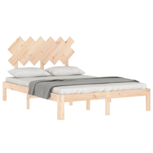 vidaXL Bedframe met hoofdbord massief hout