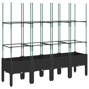 vidaXL Plantenbak met latwerk 160x40x142,5 cm polypropeen zwart