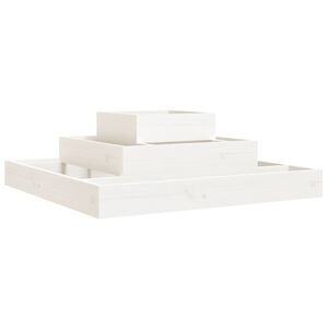 vidaXL Plantenbak 80x80x27 cm massief grenenhout wit