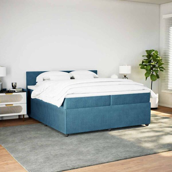 vidaXL Boxspring met matras fluweel blauw 200x200 cm