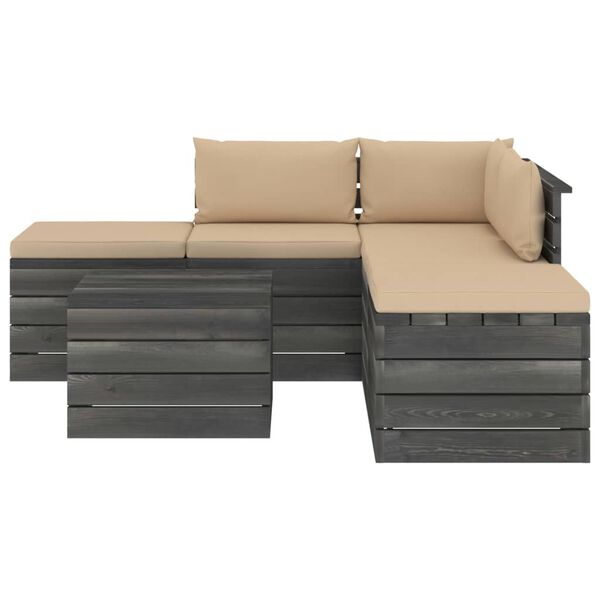 vidaXL 6-delige Loungeset met kussens pallet massief grenenhout