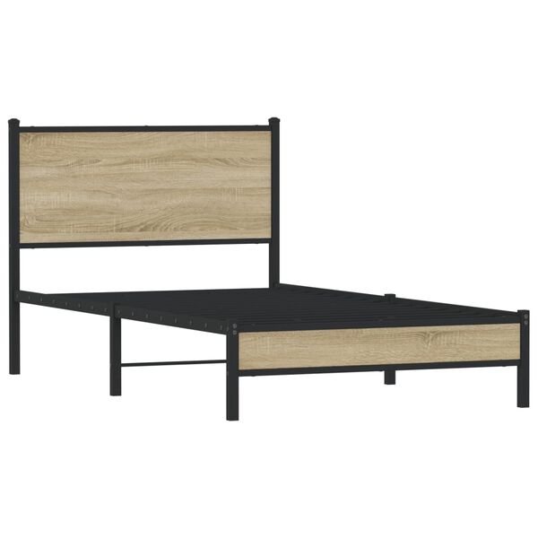 vidaXL Bedframe zonder matras metaal sonoma eikenkleurig 107x203 cm
