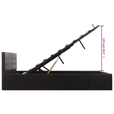 vidaXL Bedframe hydraulisch kunstleer zwart 180x200 cm