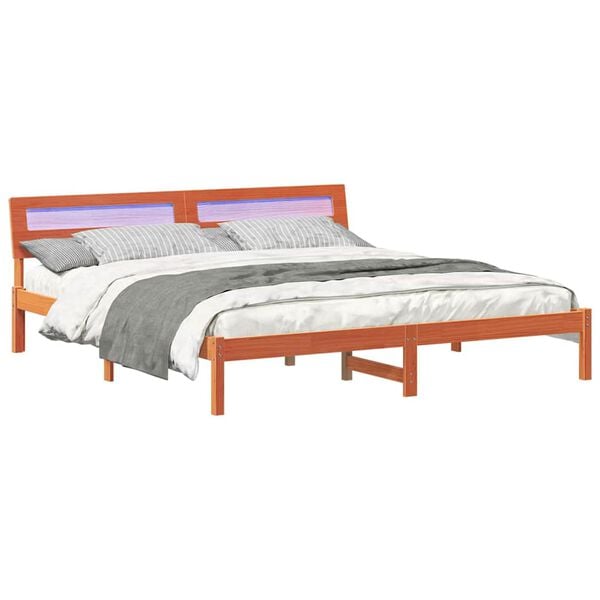 vidaXL Bedframe Wasbruin 180 x 200 cm Massief grenenhout