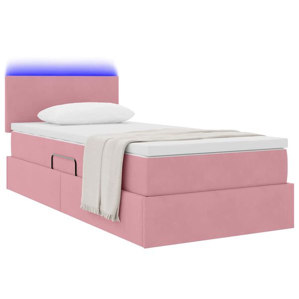 vidaXL Opbergbed met LED met matras met LED Roze 90 x 190 cm Fluweel