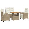 vidaXL 4-delige Tuinset met kussens poly rattan beige