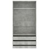 vidaXL Kledingkast 100x50x200 cm bewerkt hout betongrijs