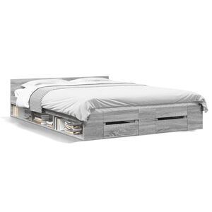 vidaXL Bedframe met lades bewerkt hout grijs sonoma eiken 150x200 cm