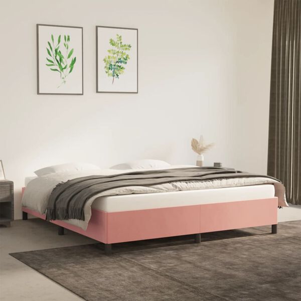 vidaXL Bedframe fluweel roze 160x200 cm
