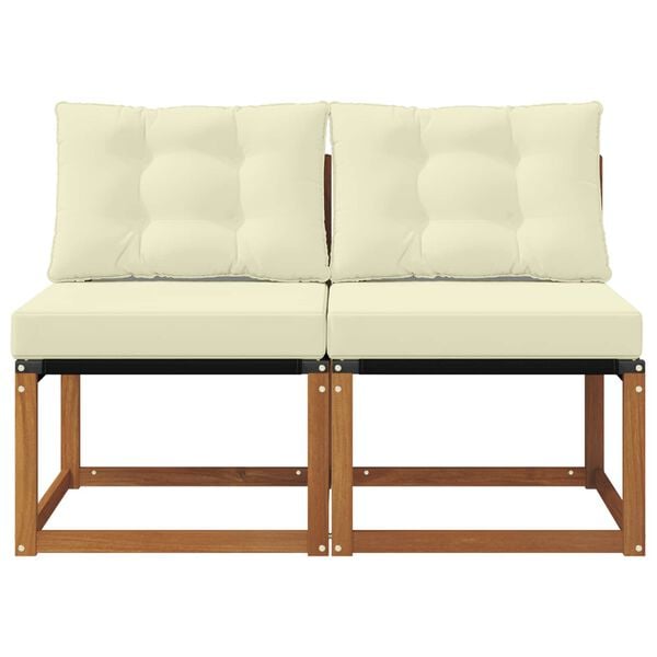 vidaXL 2 Stuk Buitenzitmiddelsofa Massief acaciahout en Textilene Stof