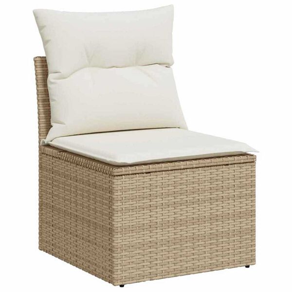 vidaXL Tuinbankenset met kussen 11 pcs Beige en Cr&egrave;me poly rattan