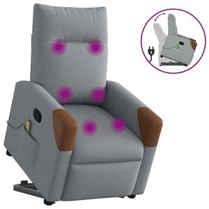 vidaXL Sta-op-massagestoel verstelbaar stof lichtgrijs