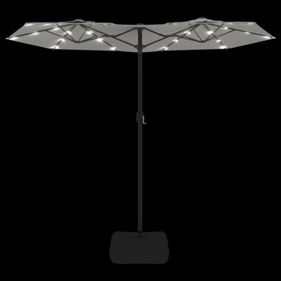 vidaXL Parasol dubbel dak met LED 316x240 cm zandwit