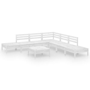vidaXL 8-delige Loungeset massief grenenhout wit