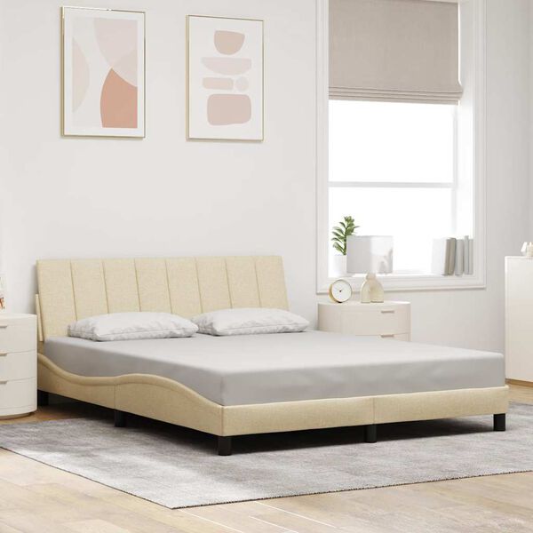 vidaXL Bedframe zonder matras "Hanko" stof cr&egrave;mekleurig 160x200 cm