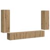 vidaXL TV Wandkast Set 4 st Artisan Eiken Bewerkt hout