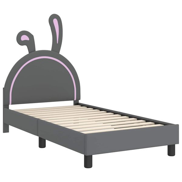 vidaXL Bedframe voor kinderen met hoofdbord Lichtgrijs 80 x 160 cm PU