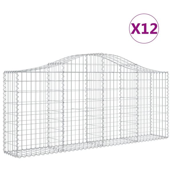 vidaXL Schanskorven 12 st gewelfd 200x30x80/100 cm ijzer
