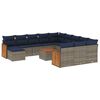 vidaXL 13-delige tuinbankset met kussens, grijs polyrotan