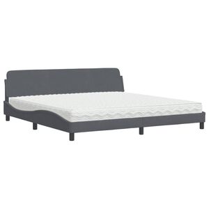 vidaXL Bed met matras "Dover" fluweel donkergrijs 200x200 cm
