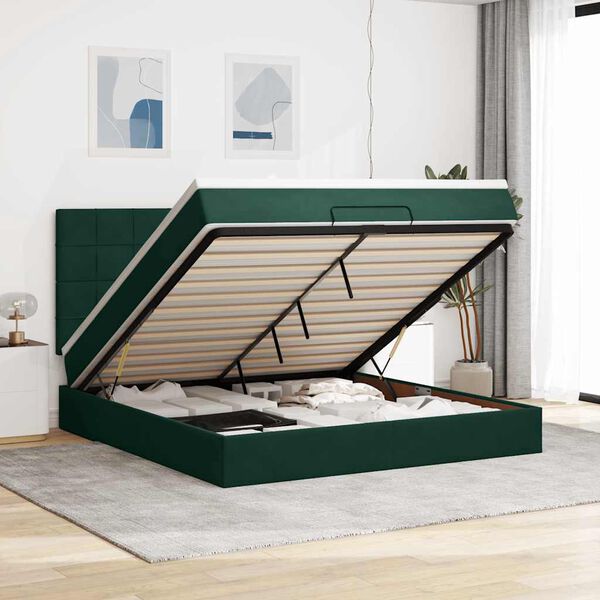 vidaXL Ottoman bed met matrassen en LED's 160x200cm fluweel