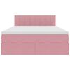 vidaXL Opslag bed met matras met hoofdeinde Roze 140 x 190 cm Fluweel