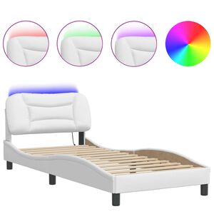 vidaXL Bedframe met LED zonder matras "Hvar" wit 80x200 cm