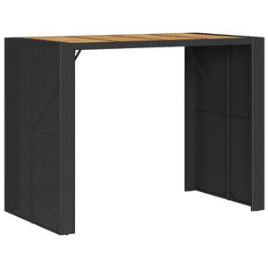 vidaXL Tuinbartafel acaciahouten blad 145x80x110 cm poly rattan zwart