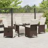 vidaXL Tuin eettafelset met kussen 5 pcs Bruin poly rattan