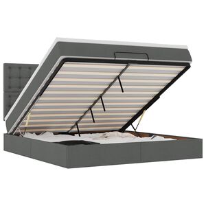 vidaXL Ottoman bed met matras en LED's 180x200cm stof donkergrijs